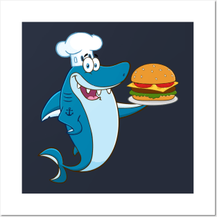 Chef blue shark Posters and Art